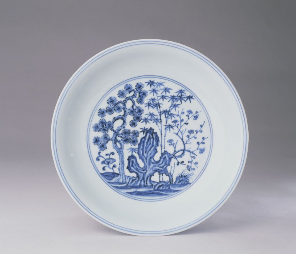 图片[2]-Blue-and-white pine, bamboo and plum plate-China Archive